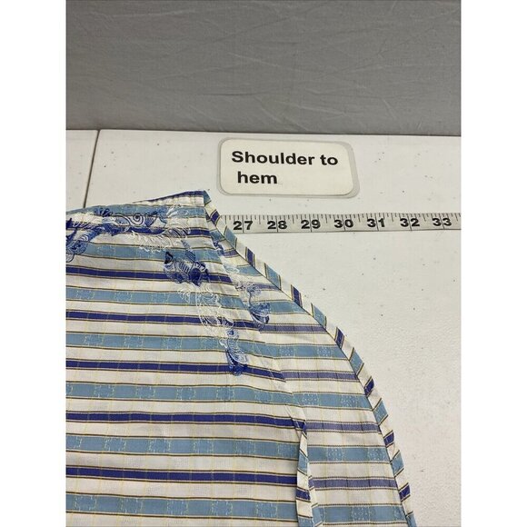 Robert‎ Graham Mens size LG  Long sleeve Blue Striped Shirt contrast cuff - Picture 5 of 9